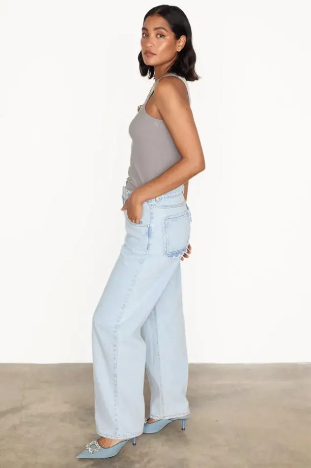 Never Fully Dressed Blue Scallop Detail Jeans Petite Women Trousers and Shorts