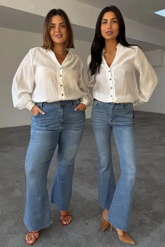 Never Fully Dressed Denim Flare Scallop Jean Petite Women Petite