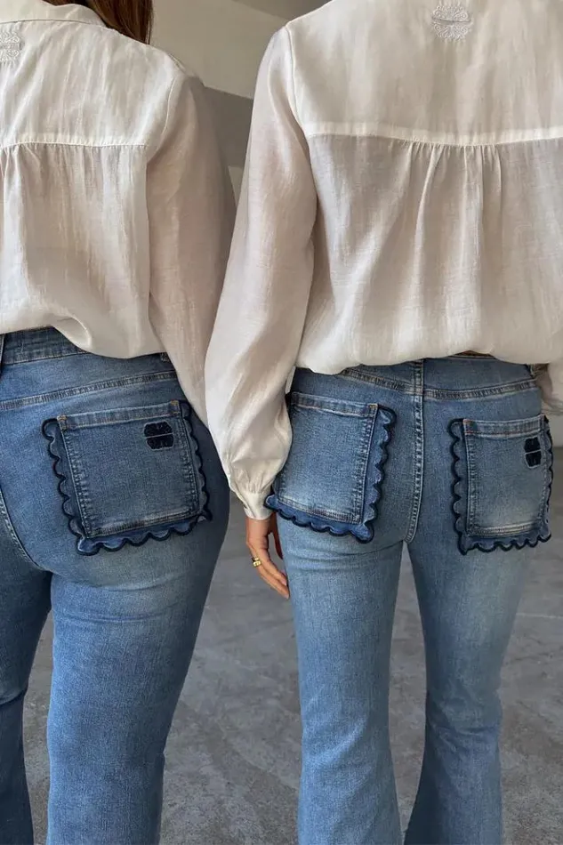 Never Fully Dressed Denim Flare Scallop Jean Petite Women Petite