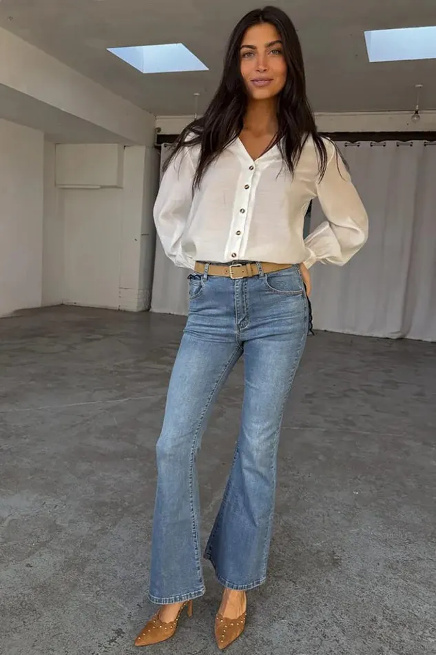 Never Fully Dressed Denim Flare Scallop Jean Petite Women Petite