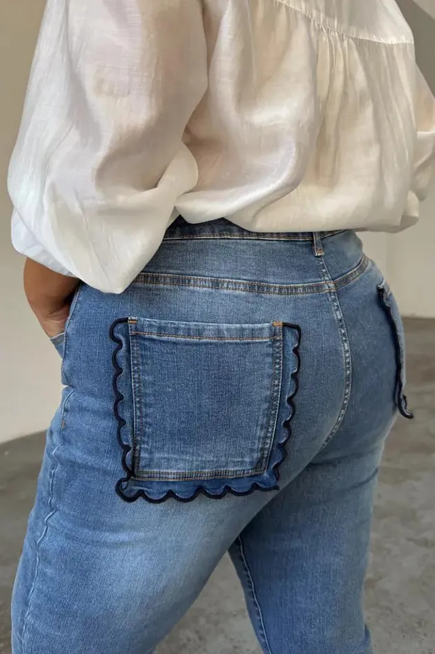Never Fully Dressed Denim Flare Scallop Jean Petite Women Petite