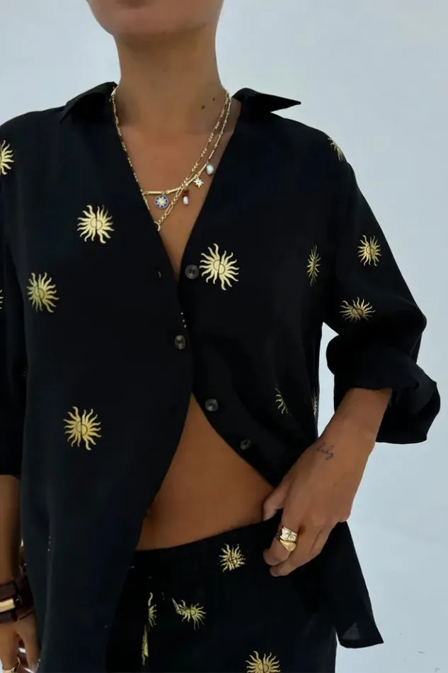 Never Fully Dressed Gold Sun Miley Shirt Women Shirts