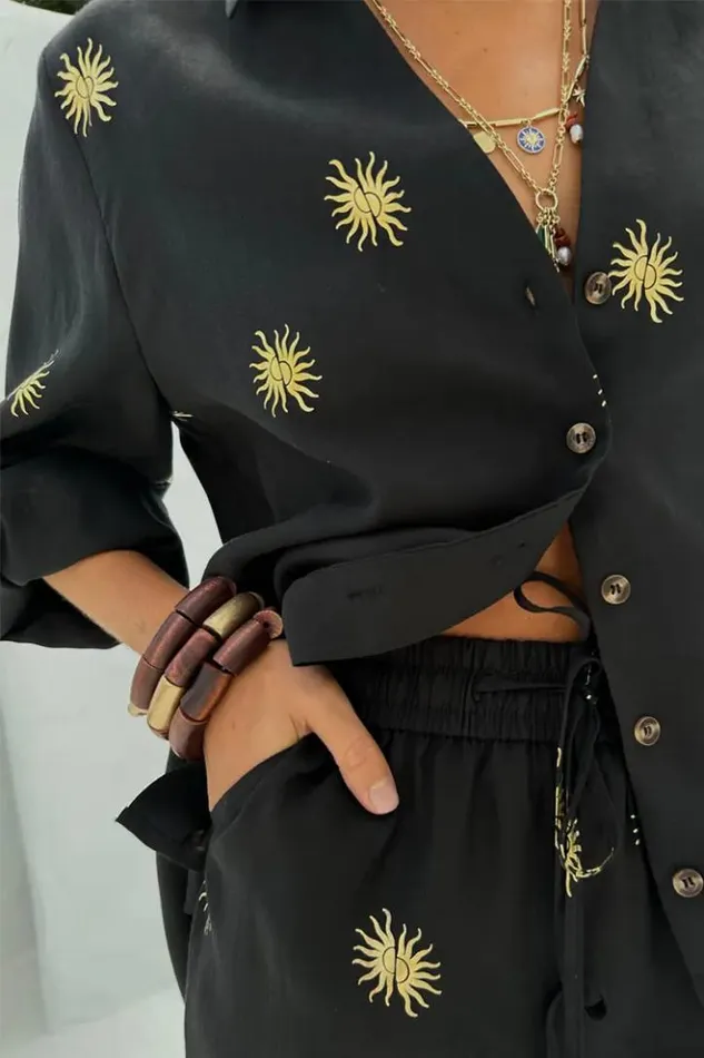 Never Fully Dressed Gold Sun Miley Shirt Women Shirts