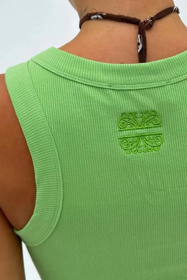 Never Fully Dressed Green Ribbed Tank Top Women Tops and TShirts
