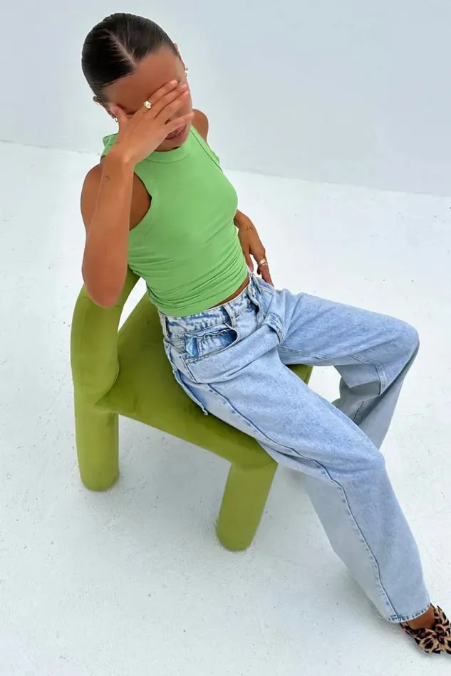 Never Fully Dressed Green Ribbed Tank Top Women Tops and TShirts