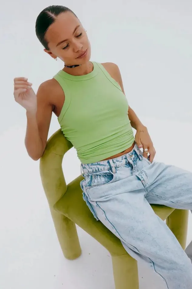 Never Fully Dressed Green Ribbed Tank Top Women Tops and TShirts