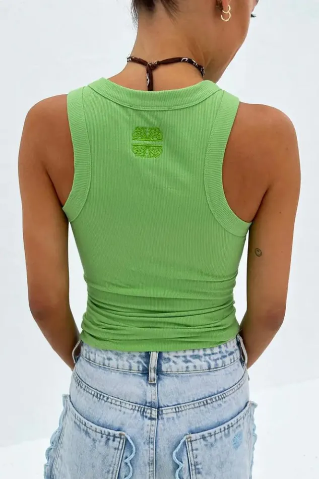 Never Fully Dressed Green Ribbed Tank Top Women Tops and TShirts