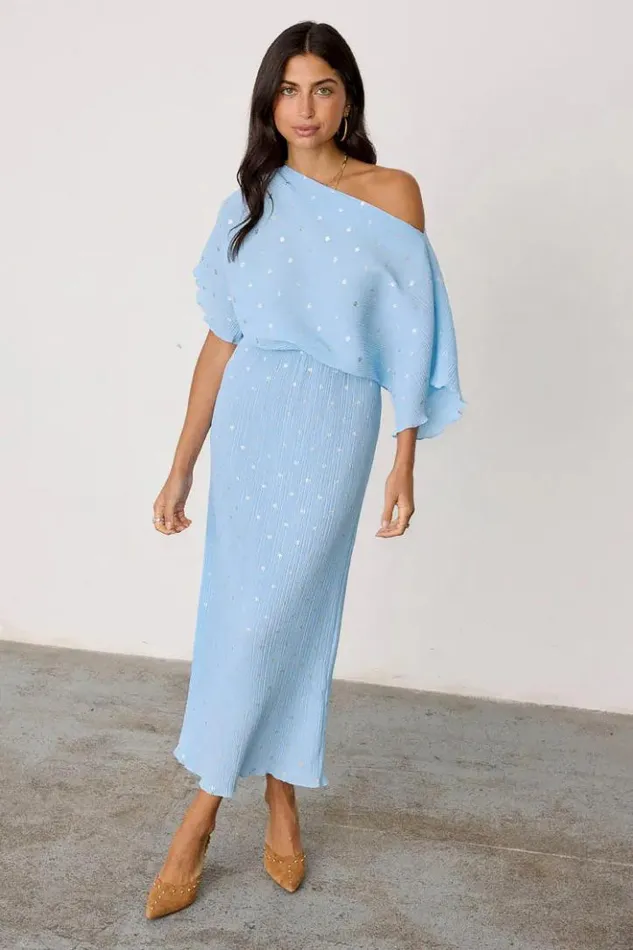 Never Fully Dressed Ice Blue Plisse Tilly Dress Women Newness
