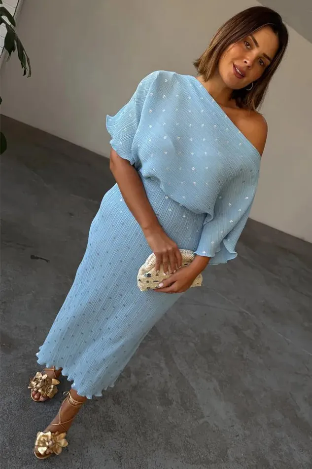 Never Fully Dressed Ice Blue Plisse Tilly Dress Women Newness
