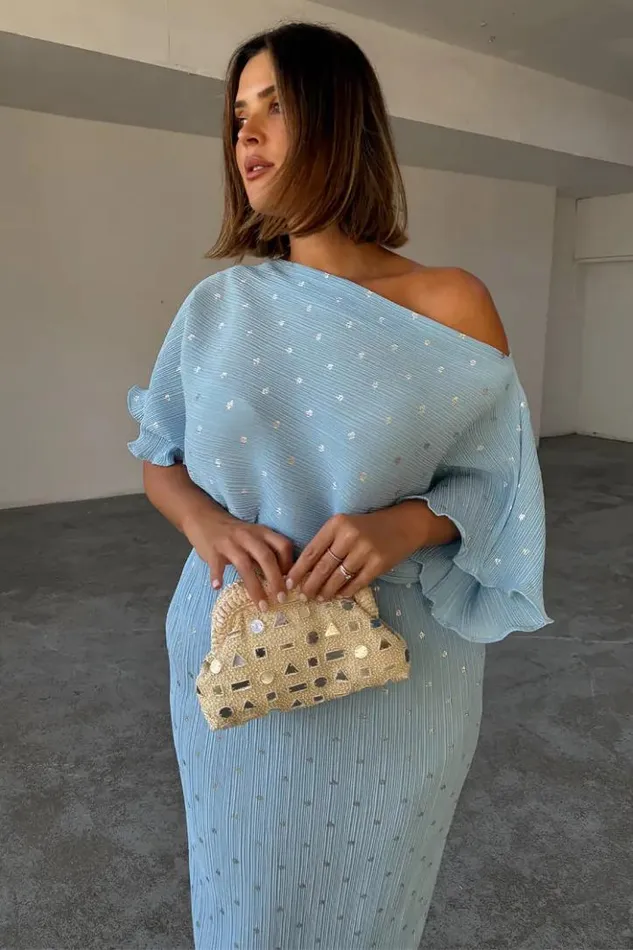 Never Fully Dressed Ice Blue Plisse Tilly Dress Women Newness