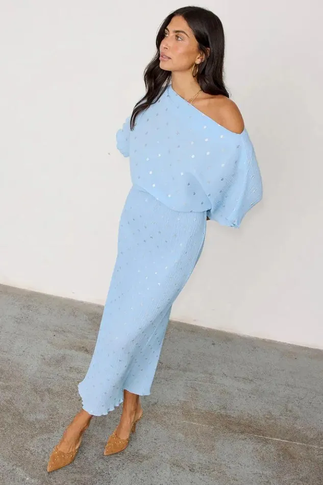 Never Fully Dressed Ice Blue Plisse Tilly Dress Women Newness