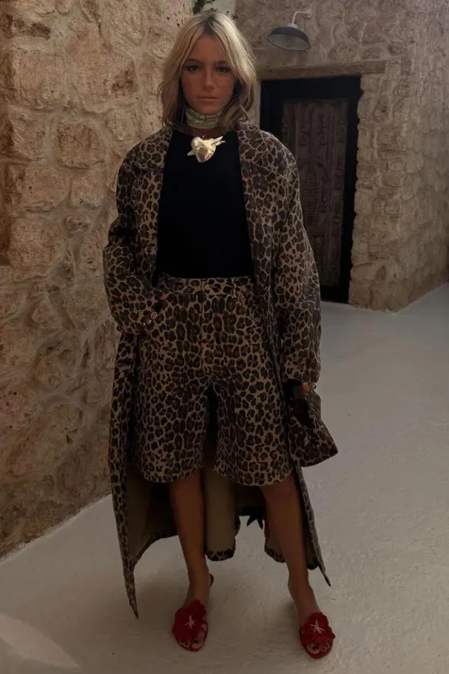 Never Fully Dressed Lucia Leopard Denim 55 Coat Women Jackets and Coats