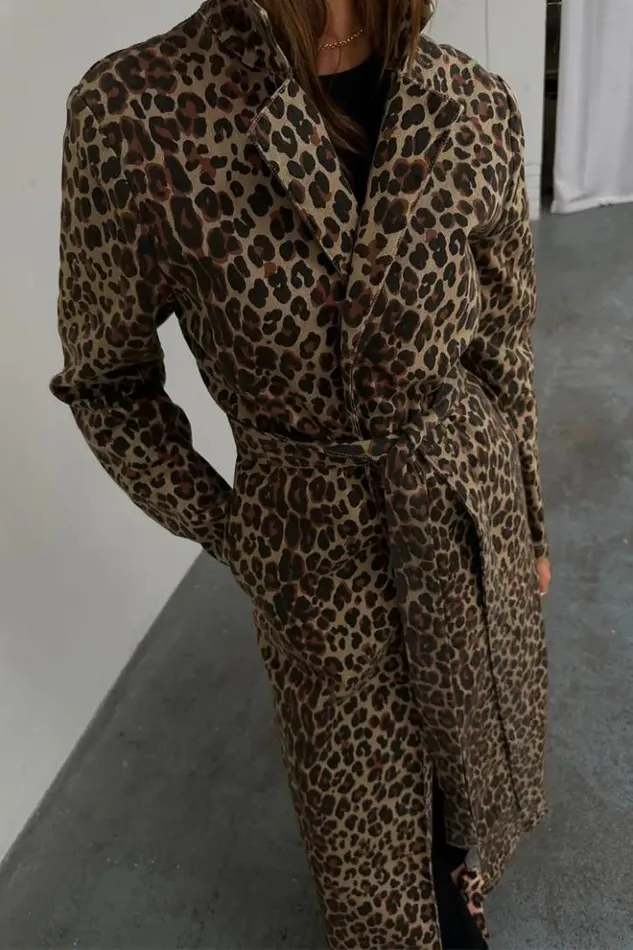 Never Fully Dressed Lucia Leopard Denim 55 Coat Women Jackets and Coats