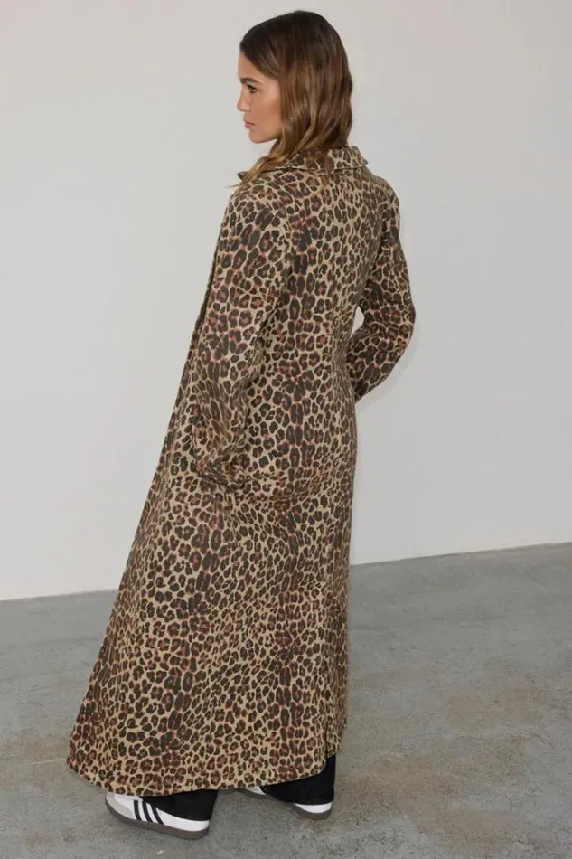 Never Fully Dressed Lucia Leopard Denim 55 Coat Women Jackets and Coats