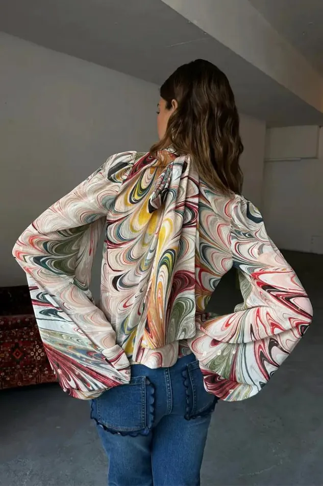 Never Fully Dressed Multi Marble Bibi Top Women Tops and TShirts