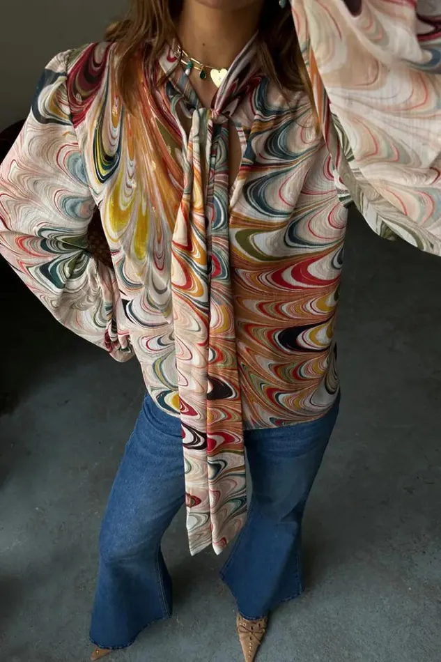 Never Fully Dressed Multi Marble Bibi Top Women Tops and TShirts