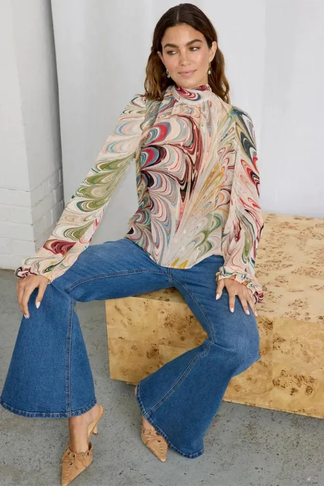 Never Fully Dressed Multi Marble Bibi Top Women Tops and TShirts