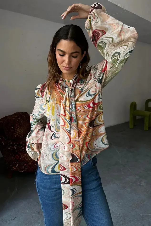 Never Fully Dressed Multi Marble Bibi Top Women Tops and TShirts