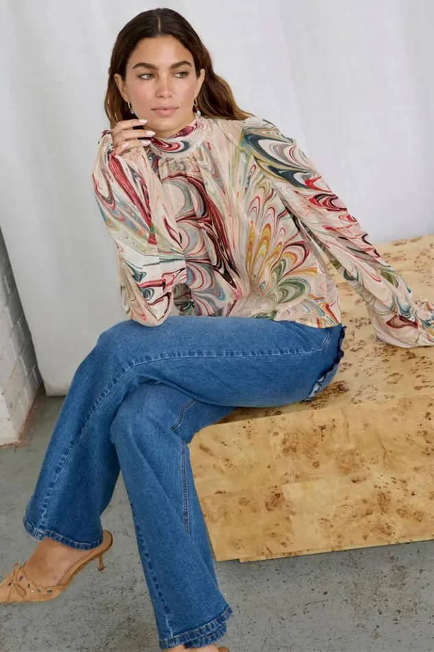 Never Fully Dressed Multi Marble Bibi Top Women Tops and TShirts
