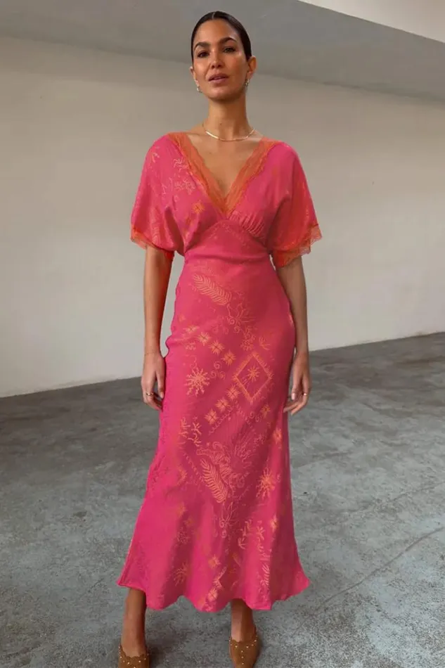 Never Fully Dressed Pink Safari Thea Maxi Dress Petite Women Petite