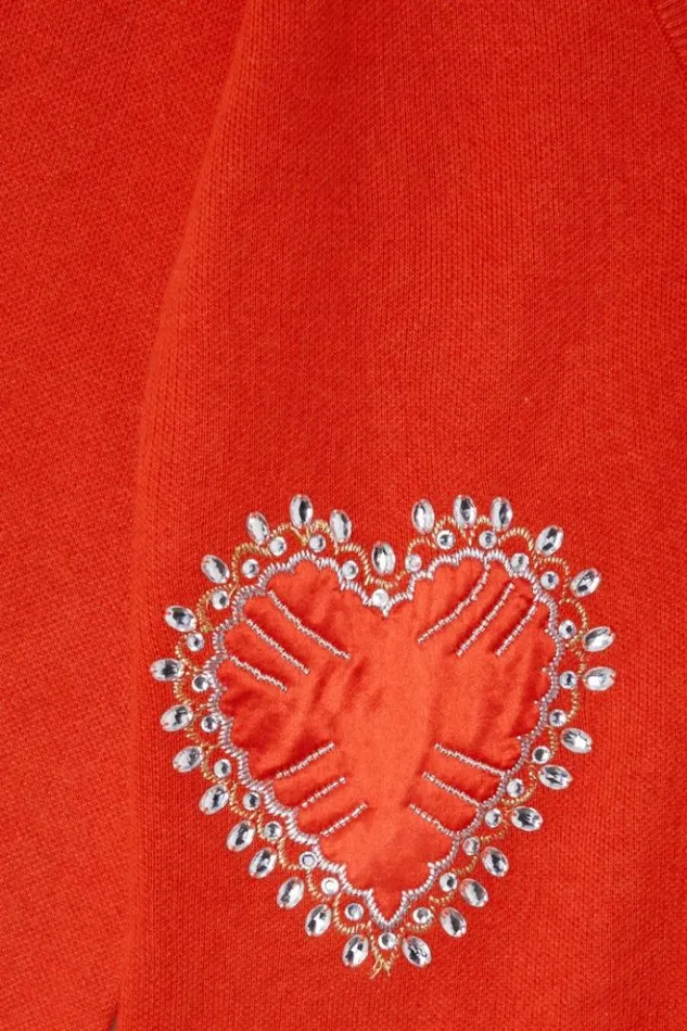 Never Fully Dressed Red Heart Cardigan Women Knitwear