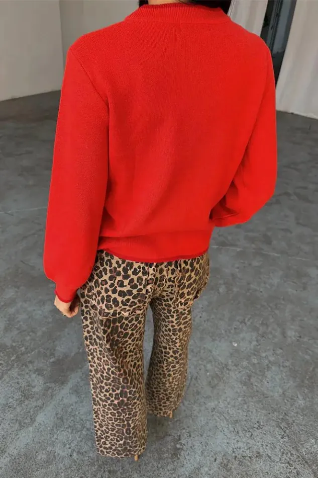 Never Fully Dressed Red Heart Cardigan Women Knitwear