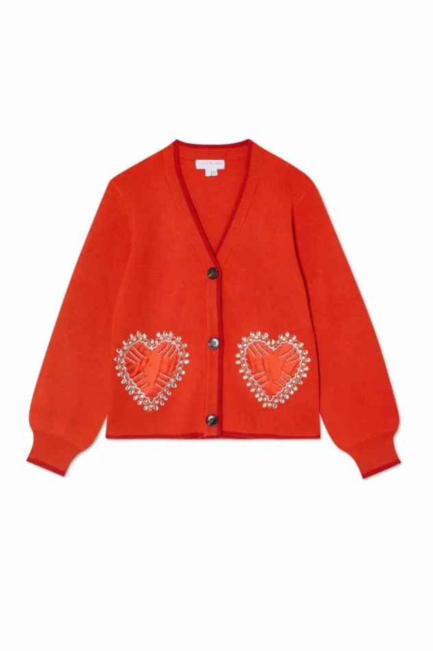 Never Fully Dressed Red Heart Cardigan Women Knitwear