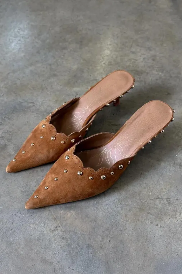 Never Fully Dressed Suede Scallop City Mules Women Newness