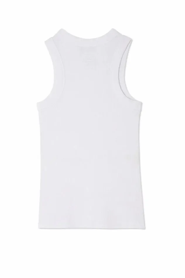 Never Fully Dressed White Ribbed Tank Women Tops and TShirts