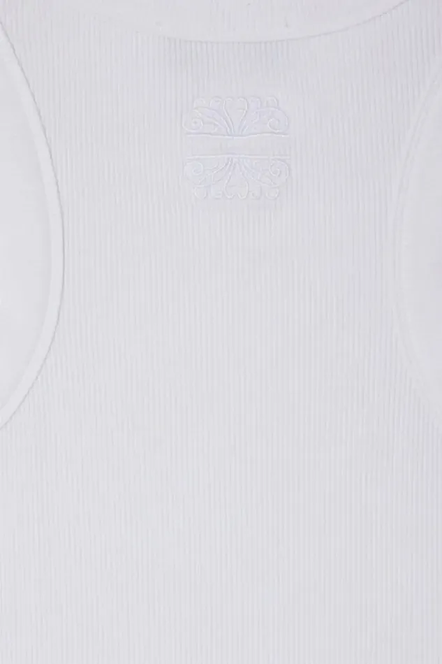 Never Fully Dressed White Ribbed Tank Women Tops and TShirts