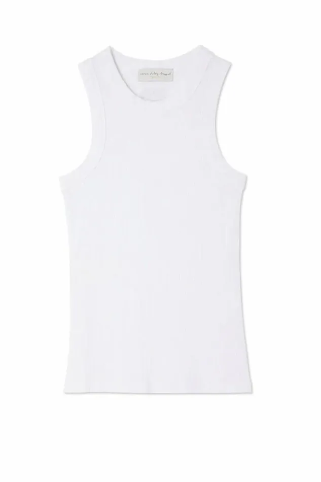Never Fully Dressed White Ribbed Tank Women Tops and TShirts