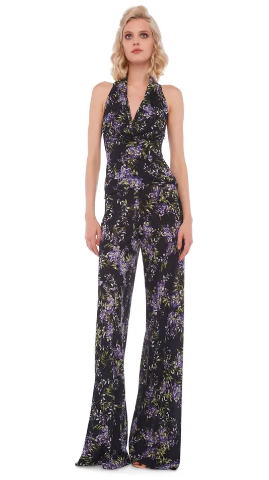 Norma Kamali Bottoms BIAS ELEPHANT PANT Lavender Floral 8211 Clothing