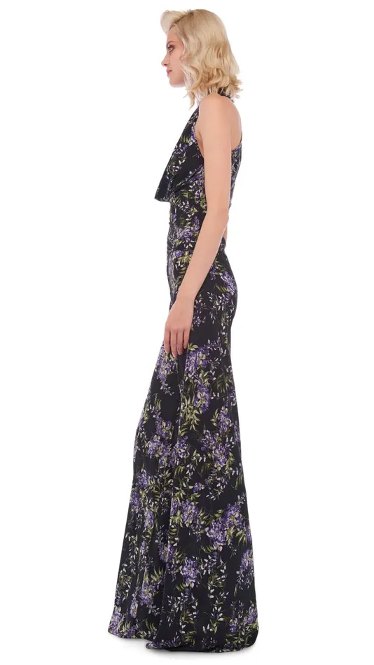 Norma Kamali Bottoms BIAS ELEPHANT PANT Lavender Floral 8211 Clothing