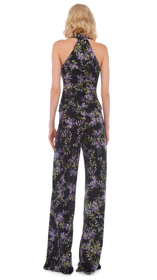 Norma Kamali Bottoms BIAS ELEPHANT PANT Lavender Floral 8211 Clothing