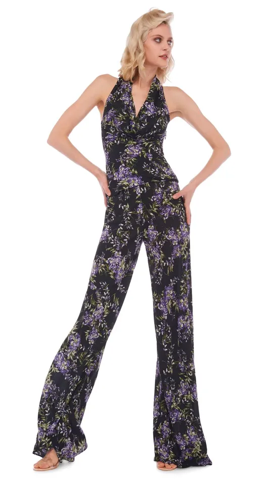 Norma Kamali Bottoms BIAS ELEPHANT PANT Lavender Floral 8211 Clothing