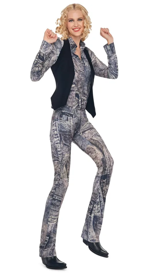 Norma Kamali Bottoms BOOT LEG JEAN Blacknavy Denim Print 8211 Clothing