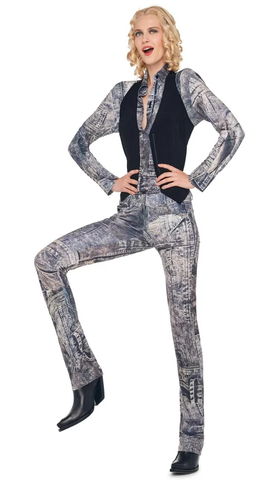 Norma Kamali Bottoms BOOT LEG JEAN Blacknavy Denim Print 8211 Clothing