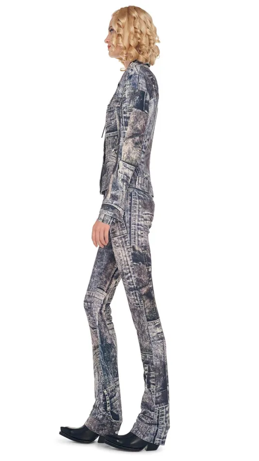 Norma Kamali Bottoms BOOT LEG JEAN Blacknavy Denim Print 8211 Clothing