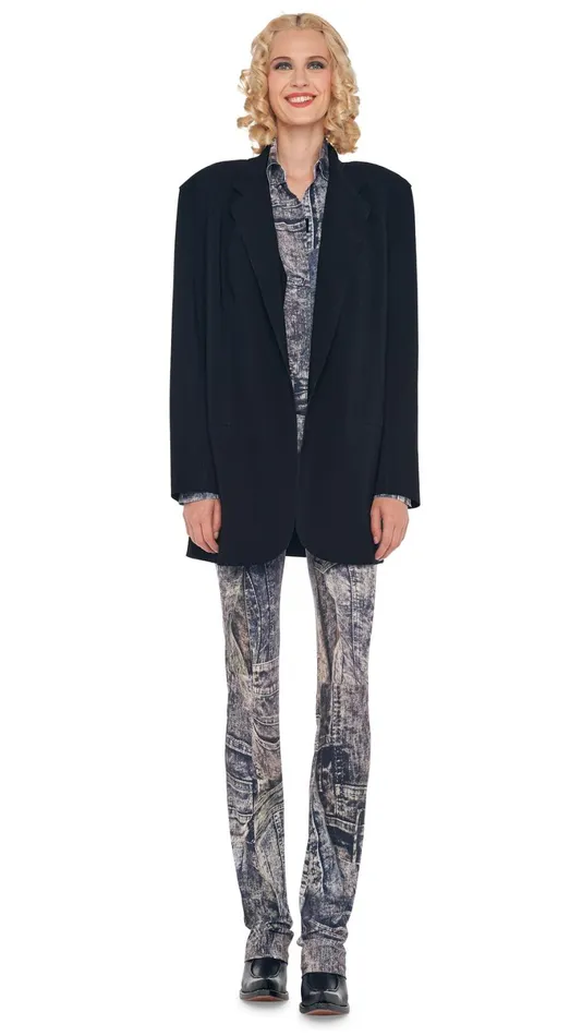 Norma Kamali Bottoms BOOT LEG JEAN Blacknavy Denim Print 8211 Clothing