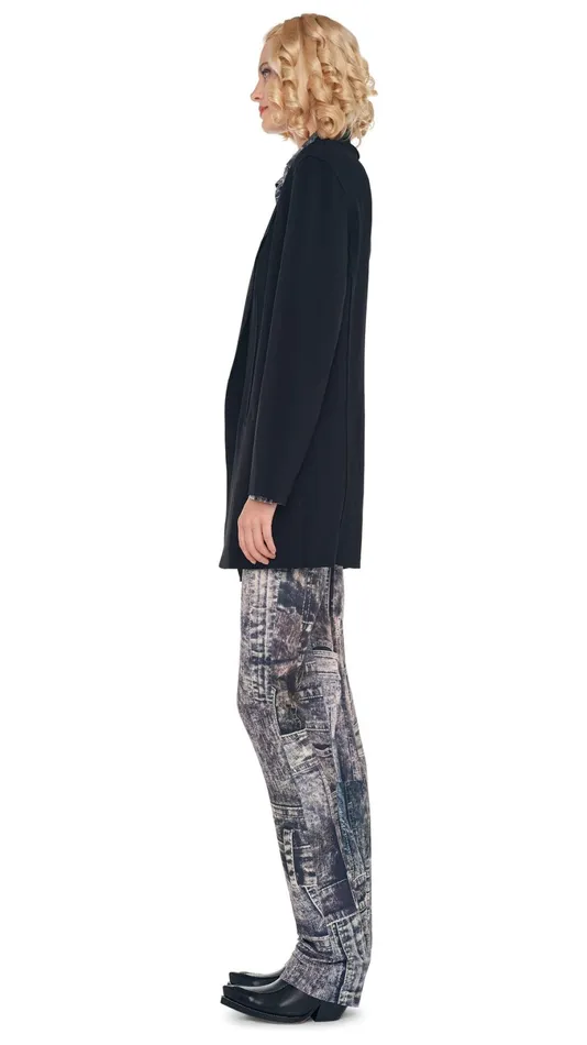Norma Kamali Bottoms BOOT LEG JEAN Blacknavy Denim Print 8211 Clothing