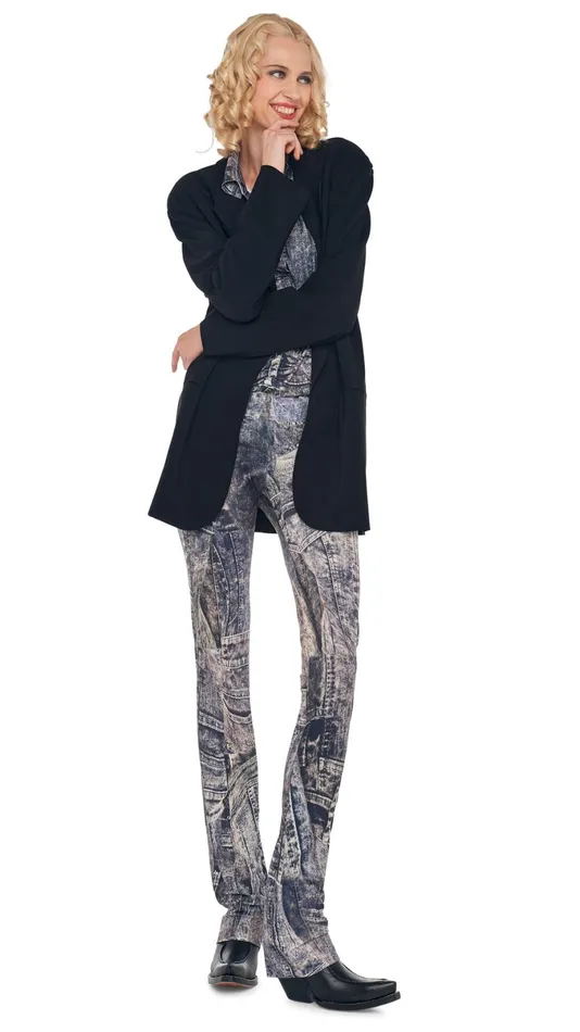Norma Kamali Bottoms BOOT LEG JEAN Blacknavy Denim Print 8211 Clothing