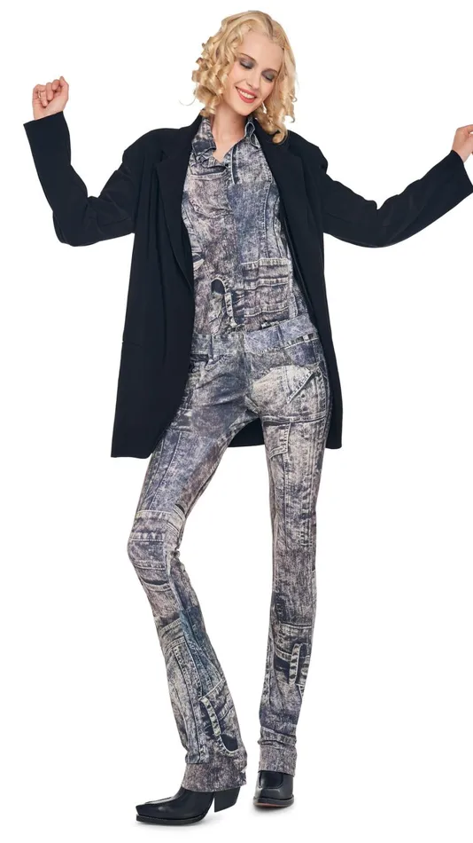 Norma Kamali Bottoms BOOT LEG JEAN Blacknavy Denim Print 8211 Clothing