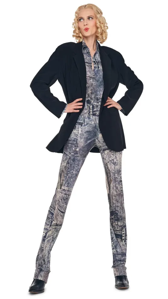 Norma Kamali Bottoms BOOT LEG JEAN Blacknavy Denim Print 8211 Clothing