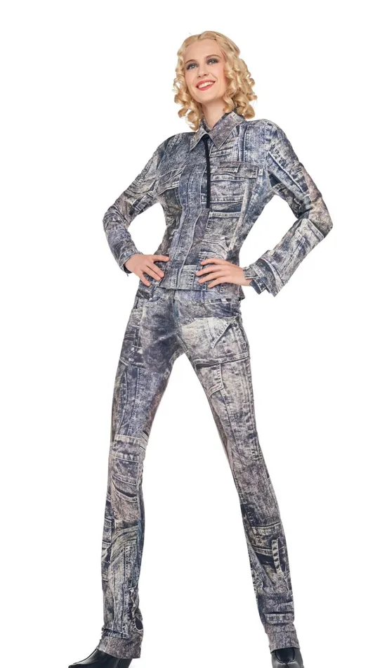Norma Kamali Bottoms BOOT LEG JEAN Blacknavy Denim Print 8211 Clothing