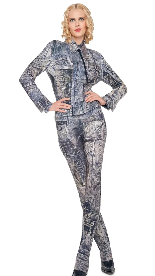 Norma Kamali Bottoms BOOT LEG JEAN Blacknavy Denim Print 8211 Clothing
