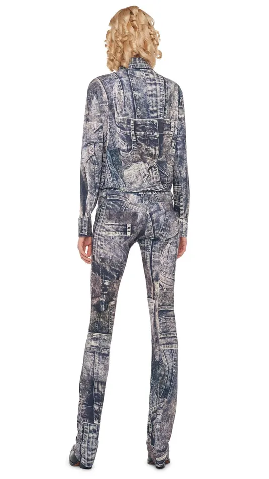 Norma Kamali Bottoms BOOT LEG JEAN Blacknavy Denim Print 8211 Clothing