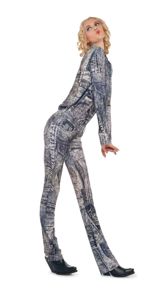 Norma Kamali Bottoms BOOT LEG JEAN Blacknavy Denim Print 8211 Clothing