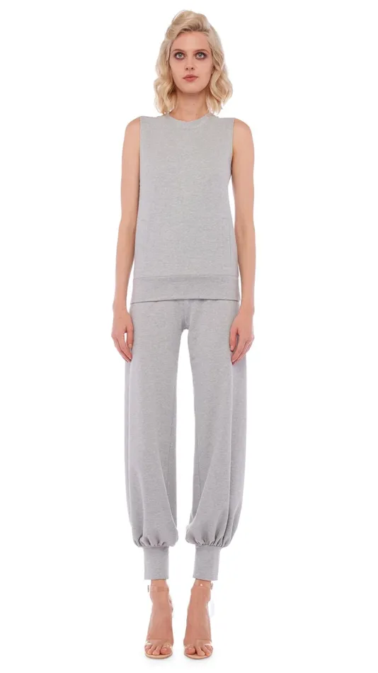 Norma Kamali Bottoms JOG FULL PANT Light Heather Grey 8211 Clothing