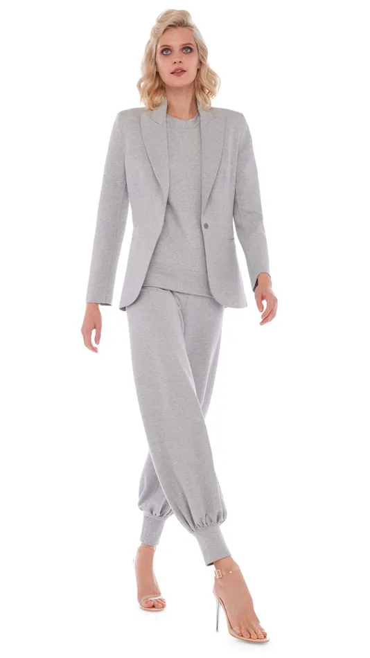Norma Kamali Bottoms JOG FULL PANT Light Heather Grey 8211 Clothing