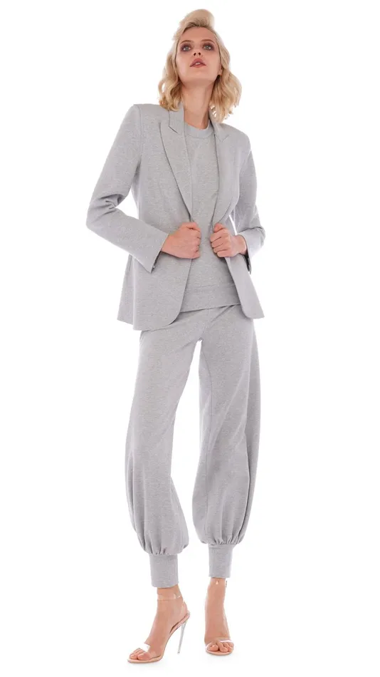 Norma Kamali Bottoms JOG FULL PANT Light Heather Grey 8211 Clothing